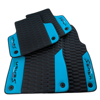 Black Leather Floor Mats for Lamborghini Urus S with Sky Blue Leather Accent