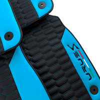 Black Leather Floor Mats for Lamborghini Urus S with Sky Blue Leather Accent