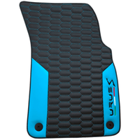 Black Leather Floor Mats for Lamborghini Urus S with Sky Blue Leather Accent