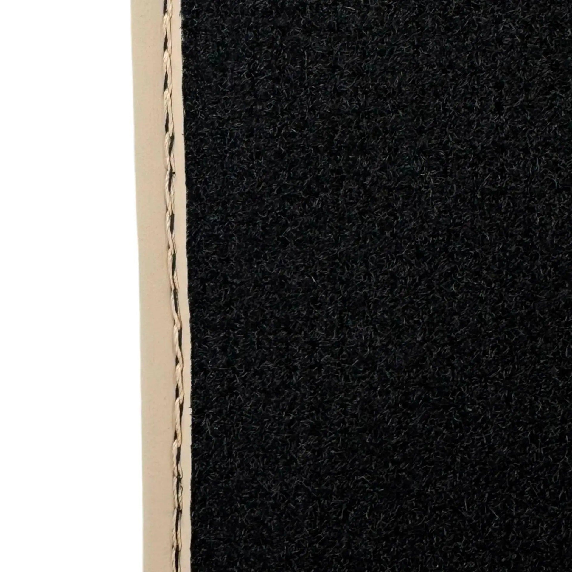 Black Stitched Leather Floor Mats with Logo for Maserati GranTurismo MC (2009-2010) | Beige Trim - AutoWin
