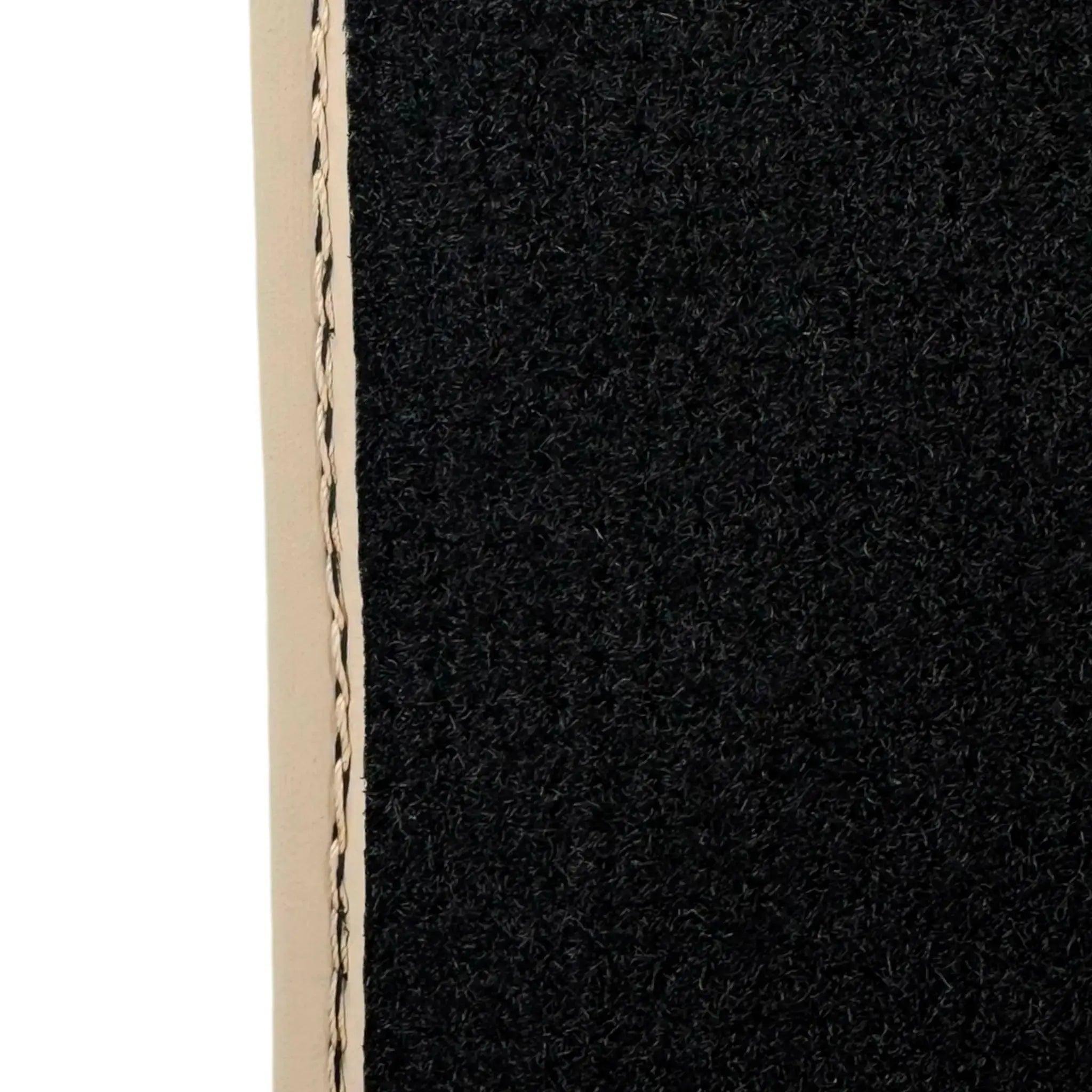 Black Stitched Leather Floor Mats with Logo for Maserati GranTurismo MC (2009-2010) | Beige Trim - AutoWin