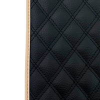 Black Stitched Leather Floor Mats with Logo for Maserati GranTurismo Sport (2012-2019) | Beige Trim - AutoWin