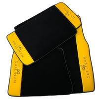 Black Floor Mats for Rolls Royce Cullinan with Yellow Leather - AutoWin