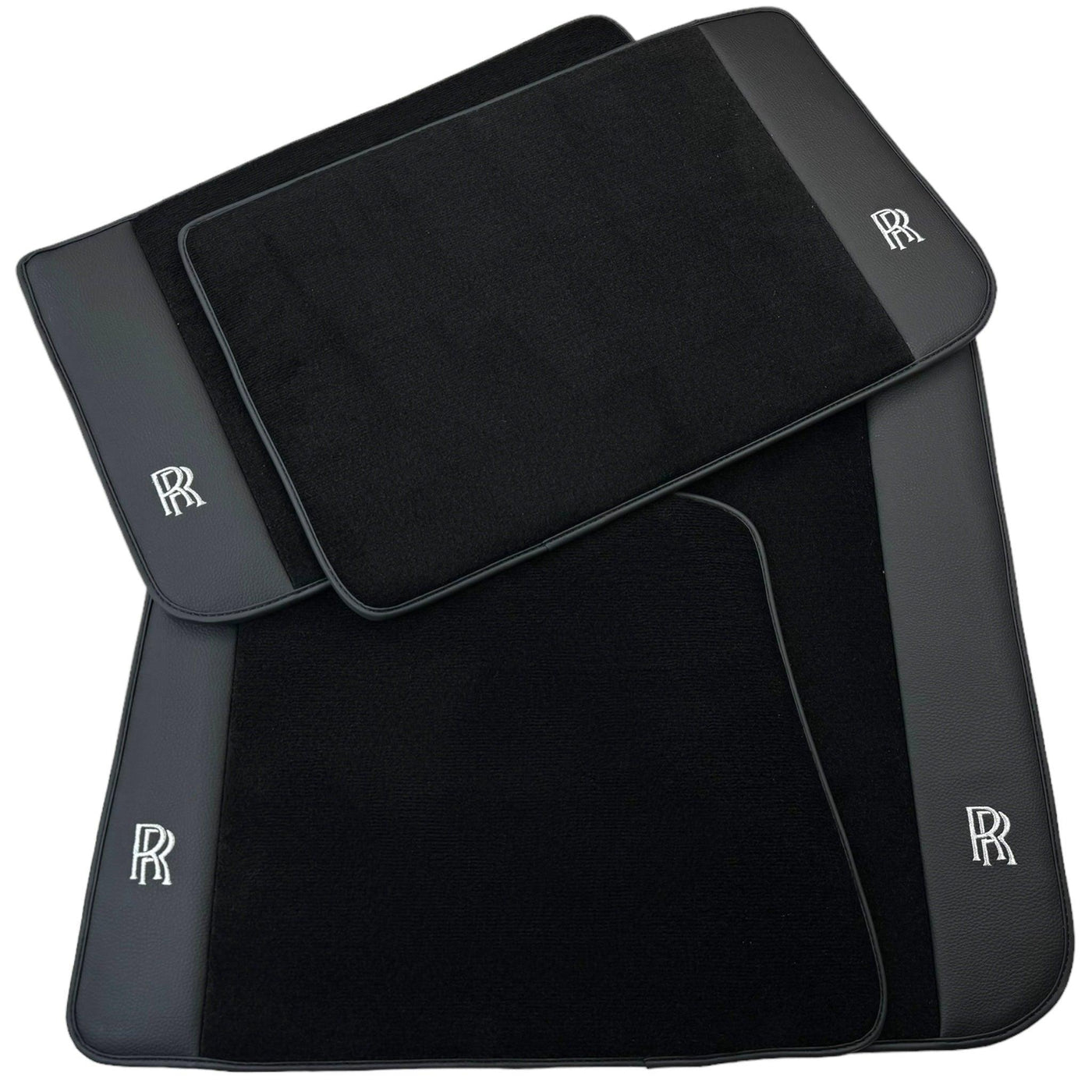 Black Floor Mats for Rolls Royce Cullinan with Black Leather - AutoWin