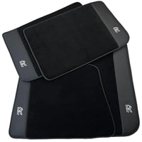 Black Floor Mats for Rolls Royce Cullinan with Black Leather - AutoWin