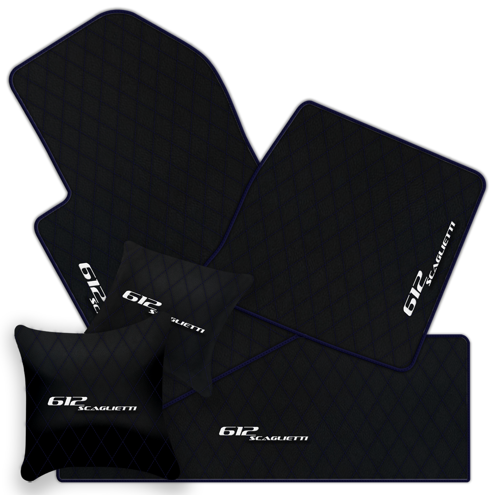 Luxury Black Leather Floor Mats for Ferrari 612 Scaglietti (2005-2011)