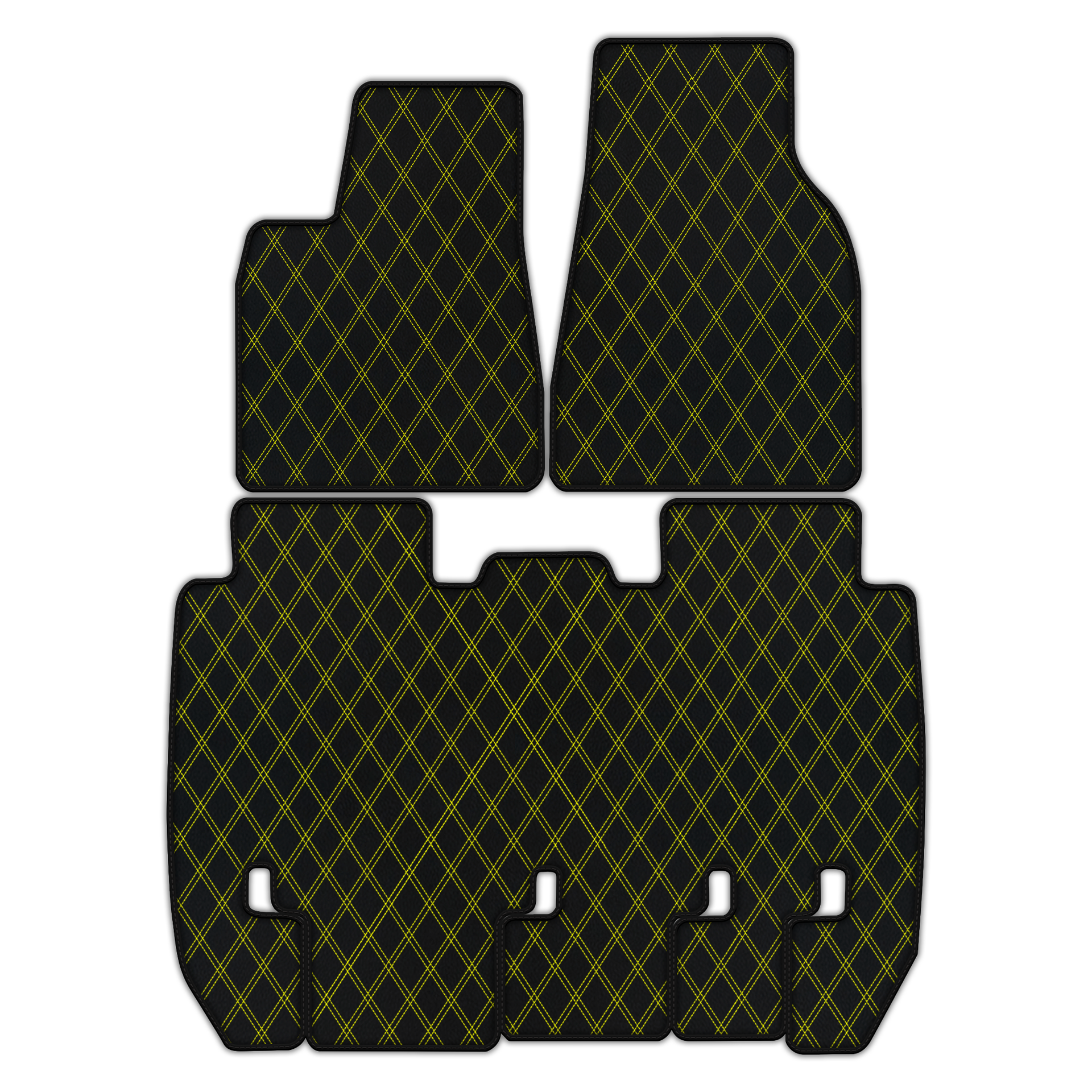 Customizable Leather Floor Mats with Double Diamond Pattern for Tesla Model X - 5 Seats (2016-2025)