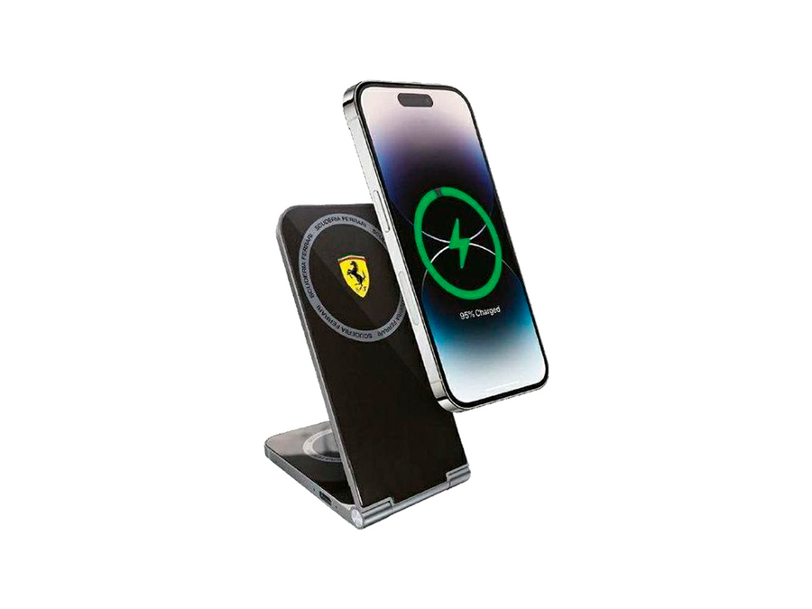 Black Ferrari 2-in-1 Foldable MagSafe Induction Charger – 15W
