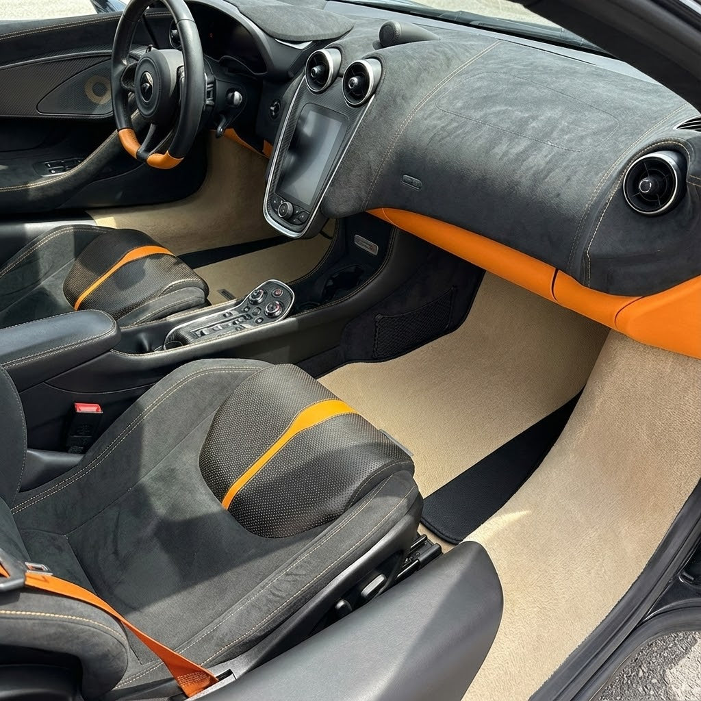 Customizable Floor Mats From Carpet With Leather for McLaren 570S (2015-2021) - AutoWin