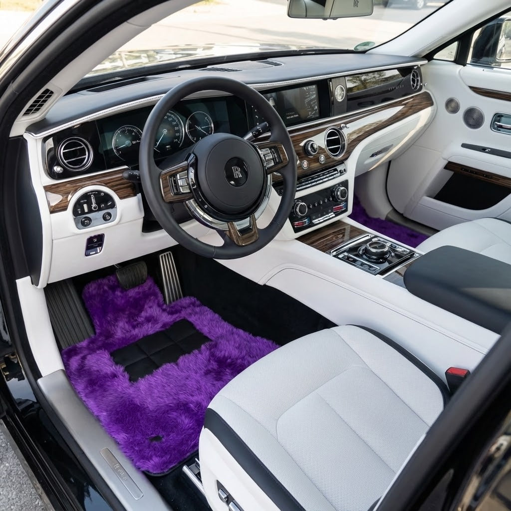 Customizable Leather Floor Mats with Single Diamond Pattern for Rolls Royce Spectre (2023-2024) - AutoWin