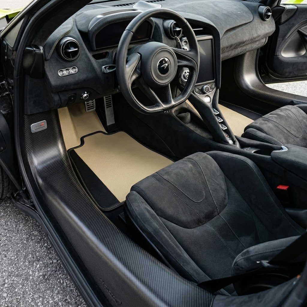 Customizable Leather Floor Mats with Hex Pattern for McLaren 750S (2023-2025) - AutoWin