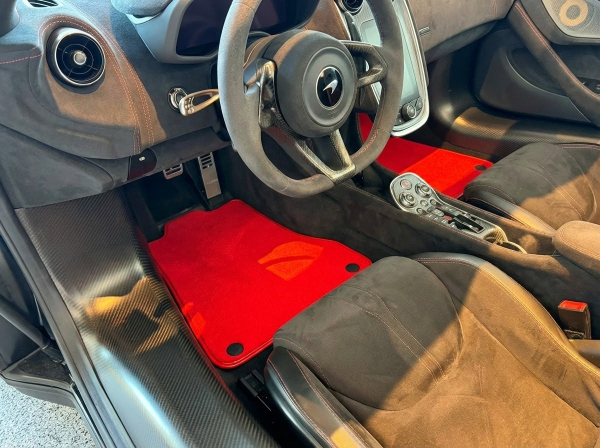 Customizable Leather Floor Mats with Symmetrical Hex Pattern for McLaren 600LT (2018-2020) - AutoWin