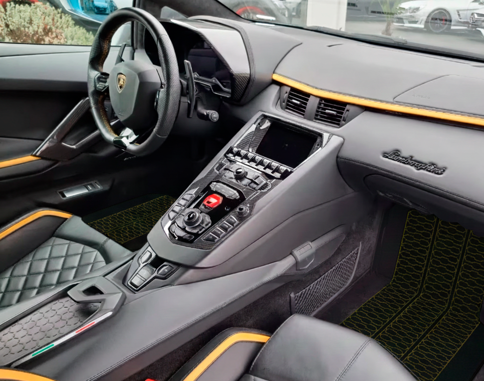 Customizable Leather Floor Mats with Symmetrical Hex Pattern for Lamborghini Huracan Tecnica (2022-2024) - AutoWin