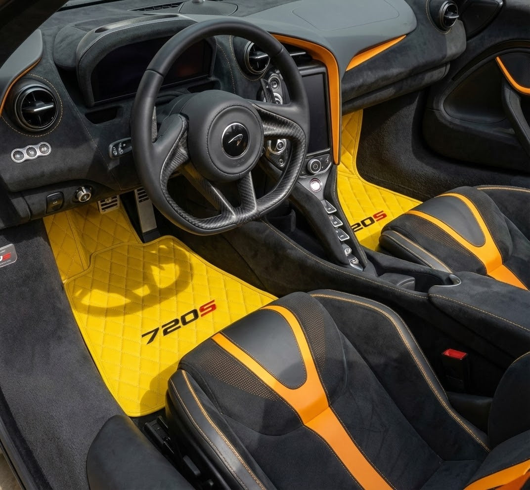 Carbon Fiber Leather Floor Mats For McLaren 720S - AutoWin