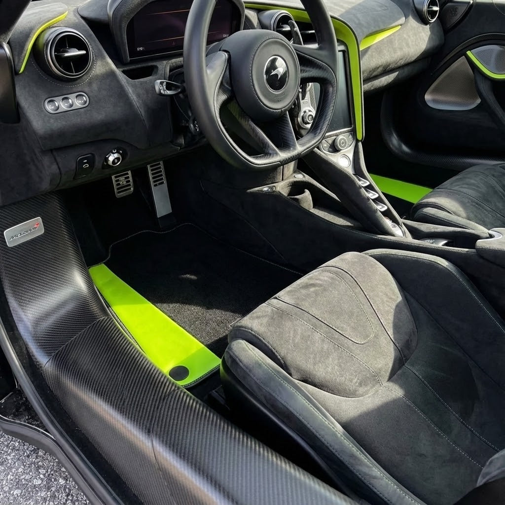 Customizable Leather Floor Mats with Hex Pattern for McLaren 750S (2023-2025) - AutoWin