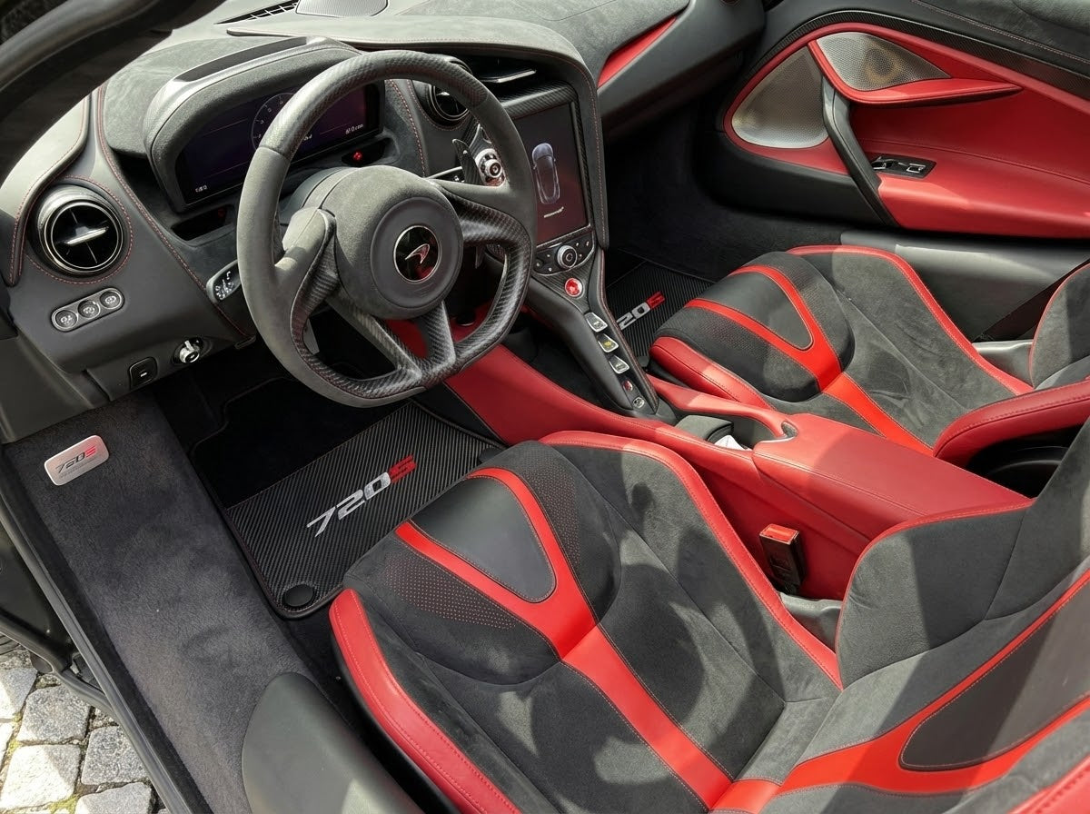 Floor Mats For McLaren 720S Black Tailored Carpets With Carbon