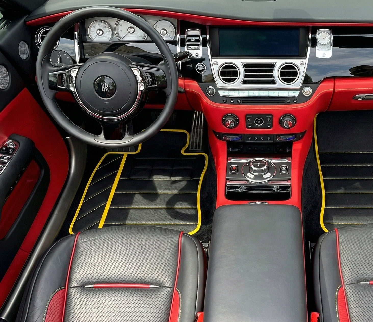 Green Leather Floor Mats for Rolls-Royce Dawn (2016-2023) - ER56 Design