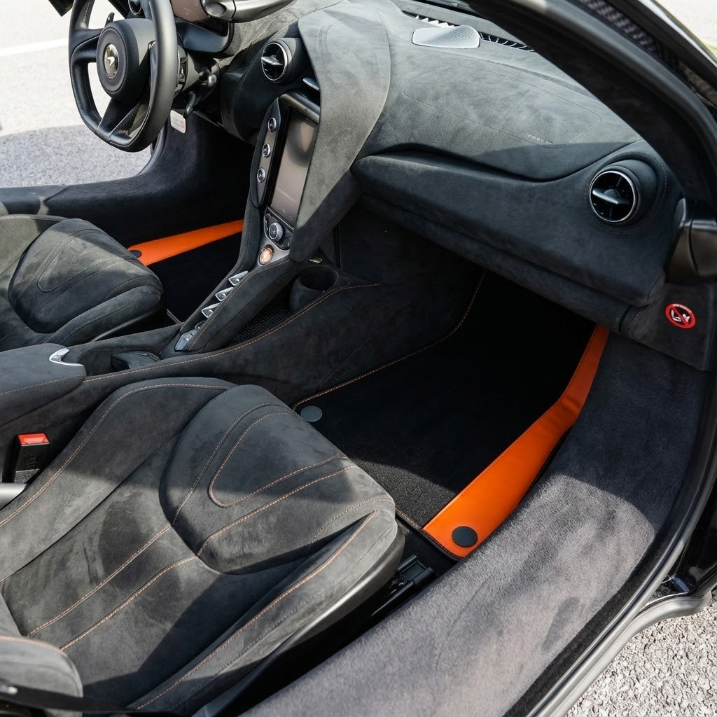 Customizable Leather Floor Mats with Hex Pattern for McLaren 750S (2023-2025) - AutoWin