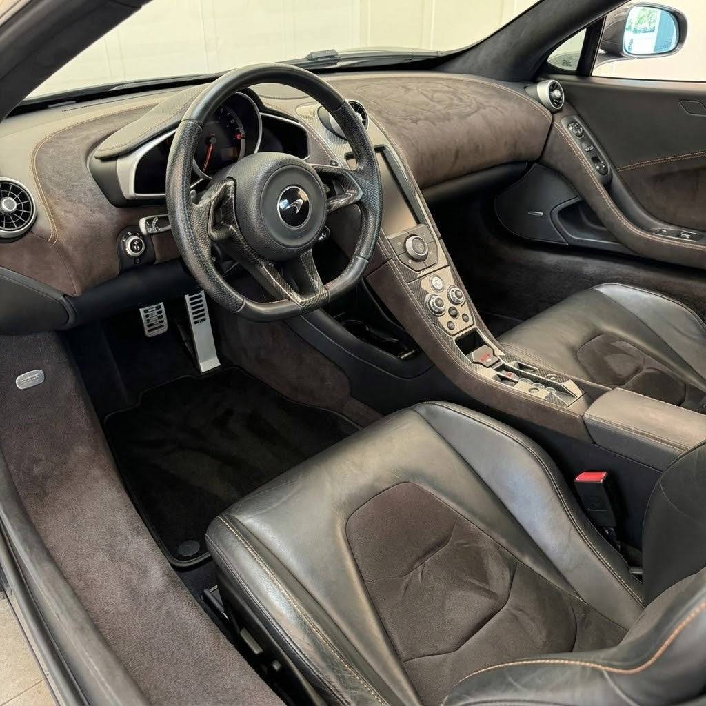 Floor Mats For McLaren MP4 12C Black Tailored Carpets Orange Trim - AutoWin