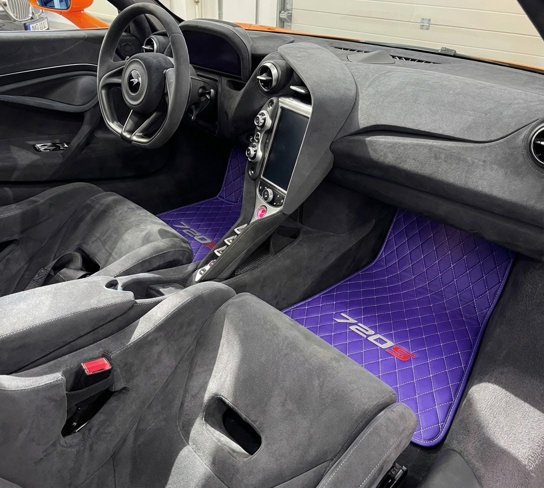 Carbon Fiber Leather Floor Mats For McLaren 720S - AutoWin