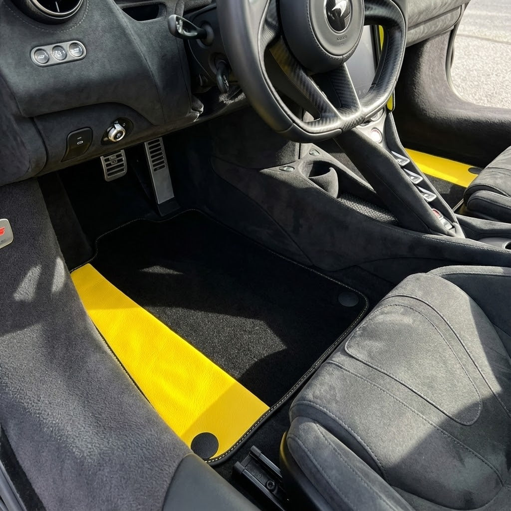 Customizable Leather Floor Mats with Hex Pattern for McLaren 750S (2023-2025) - AutoWin