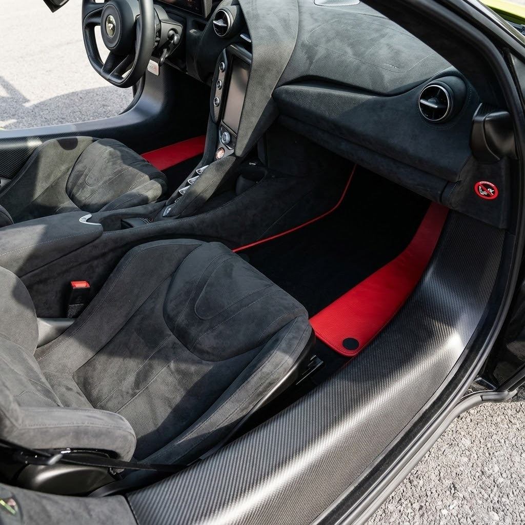 Customizable Leather Floor Mats with Hex Pattern for McLaren 750S (2023-2025) - AutoWin