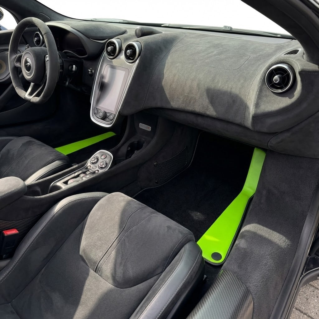 Customizable Leather Floor Mats with Symmetrical Hex Pattern for McLaren 600LT (2018-2020) - AutoWin