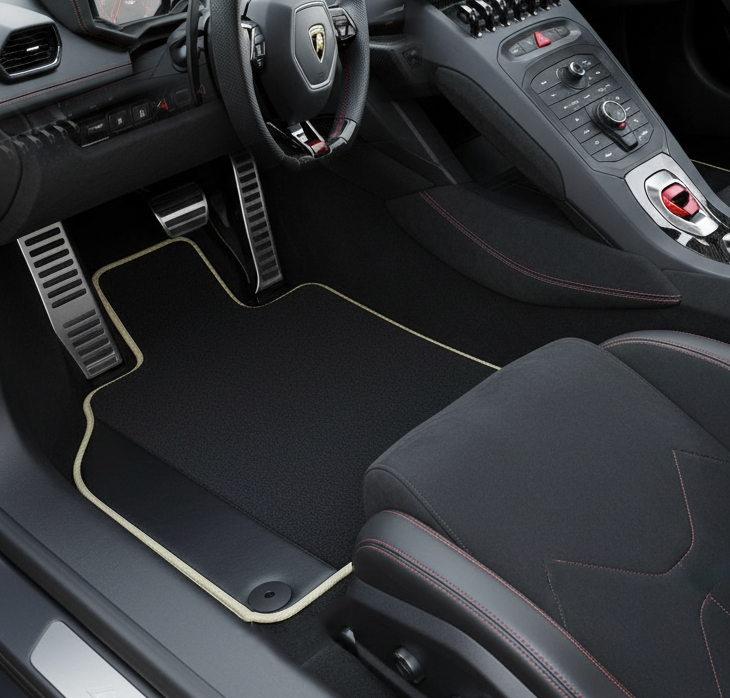Customizable Leather Floor Mats with Triangle Pattern for Lamborghini Huracan EVO (2019-2024) - AutoWin