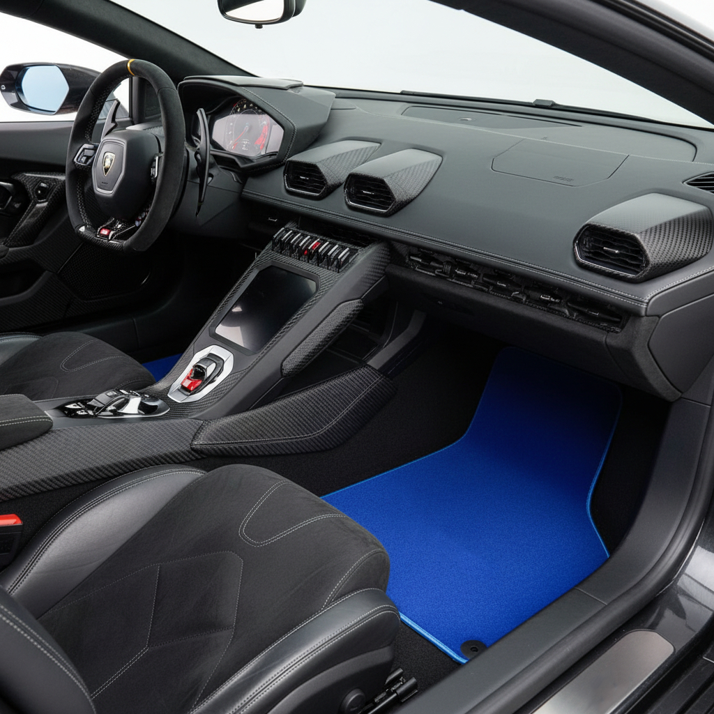Customizable Floor Mats From Carpet with Leather A56 Pattern for Lamborghini Huracan STO (2021-2024) - AutoWin
