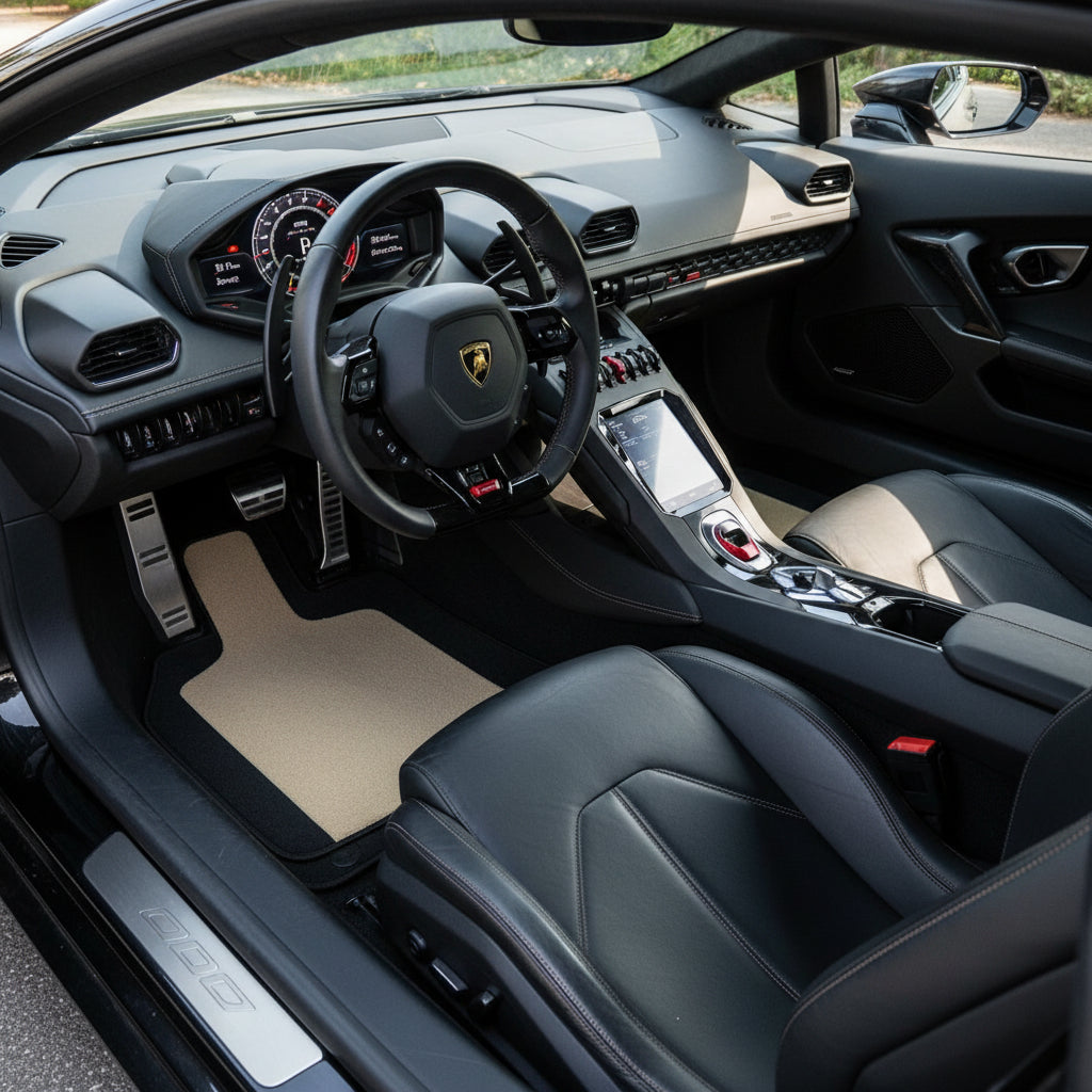 Customizable Leather Floor Mats with Triangle Pattern for Lamborghini Huracan EVO (2019-2024) - AutoWin
