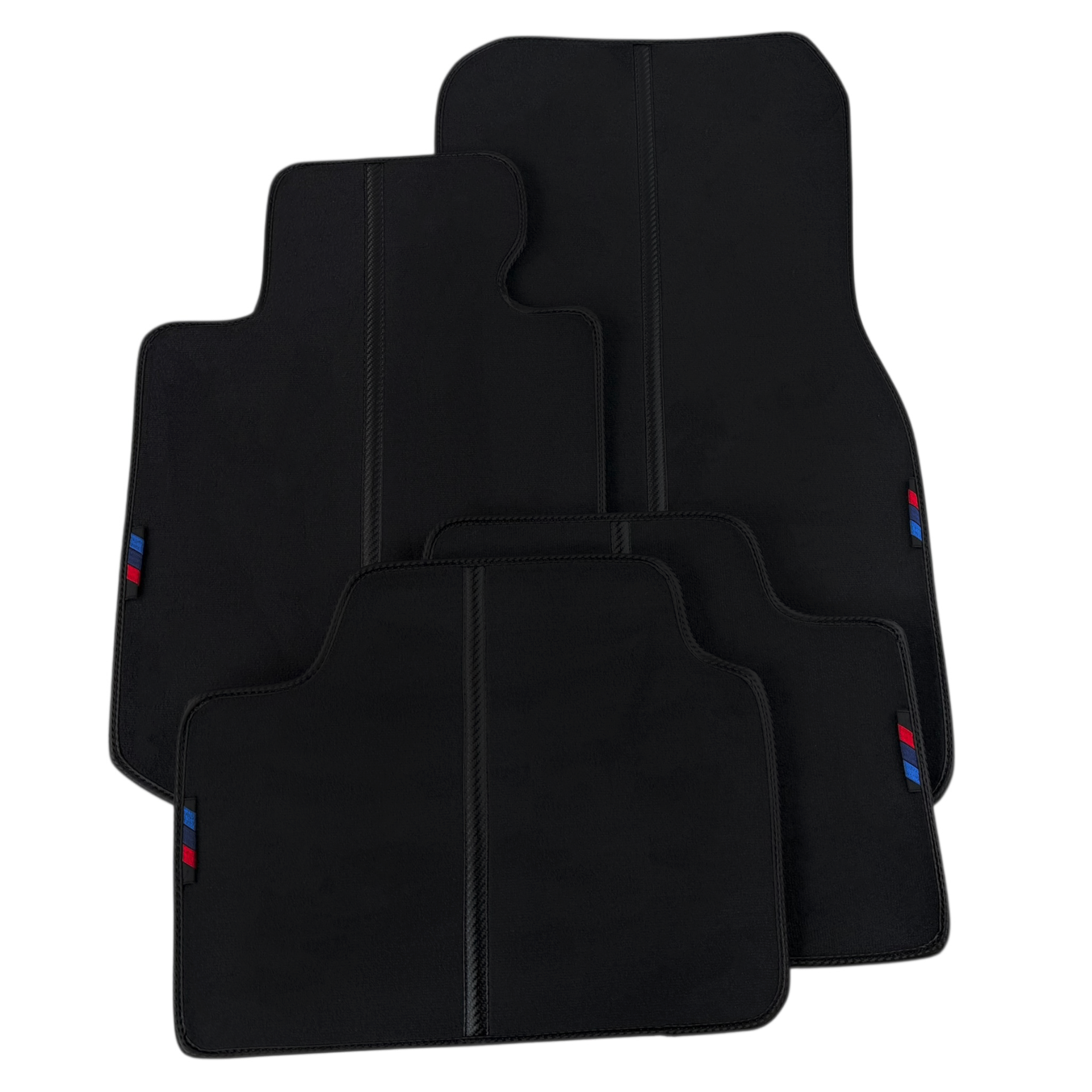 Black Leather Floor Mats for BMW M4 G82 Coupe (2021-2025) with Line Pattern - AutoWin