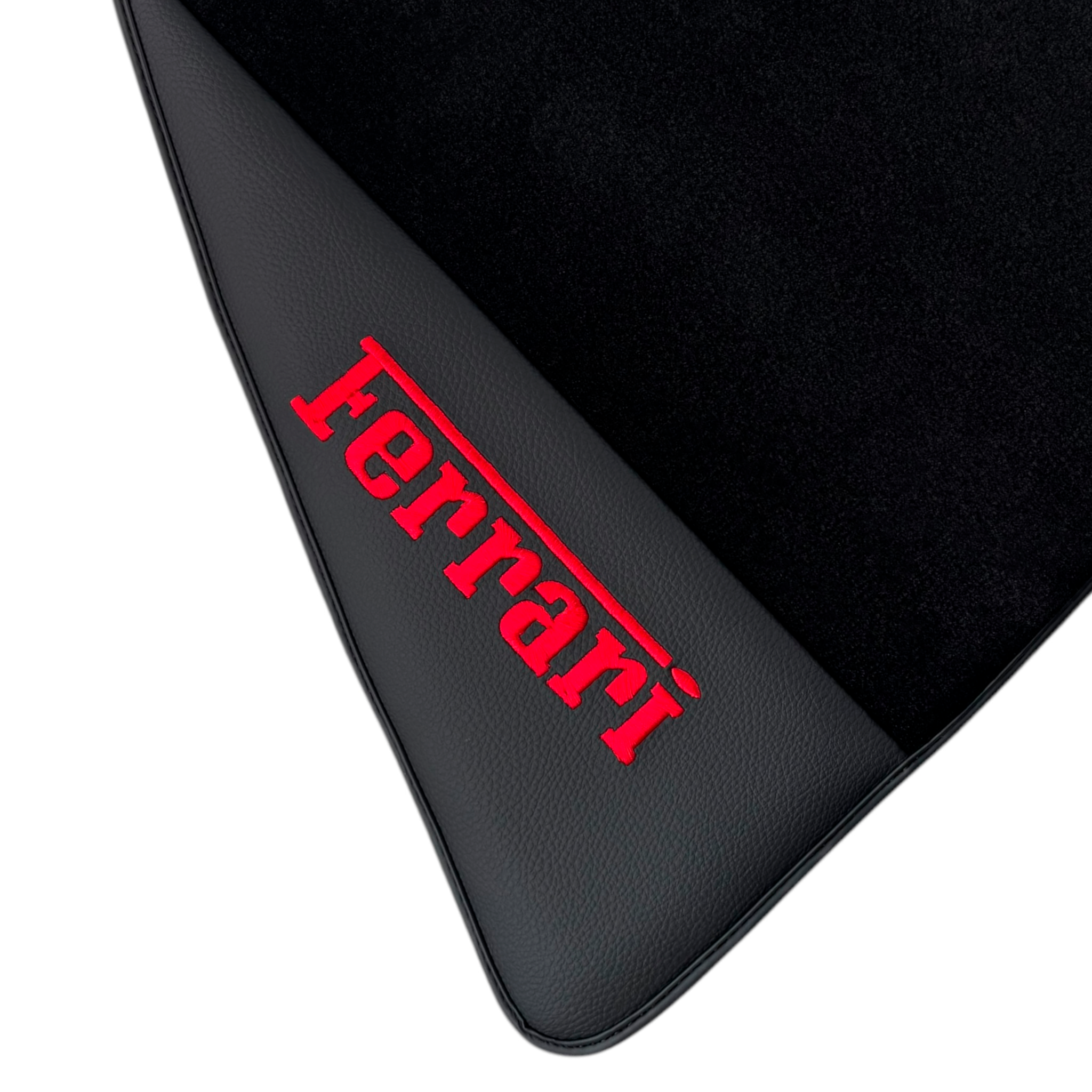 Black Floor Mats for Ferrari 296 GTS (2022-2024) with Leather | Red Logo
