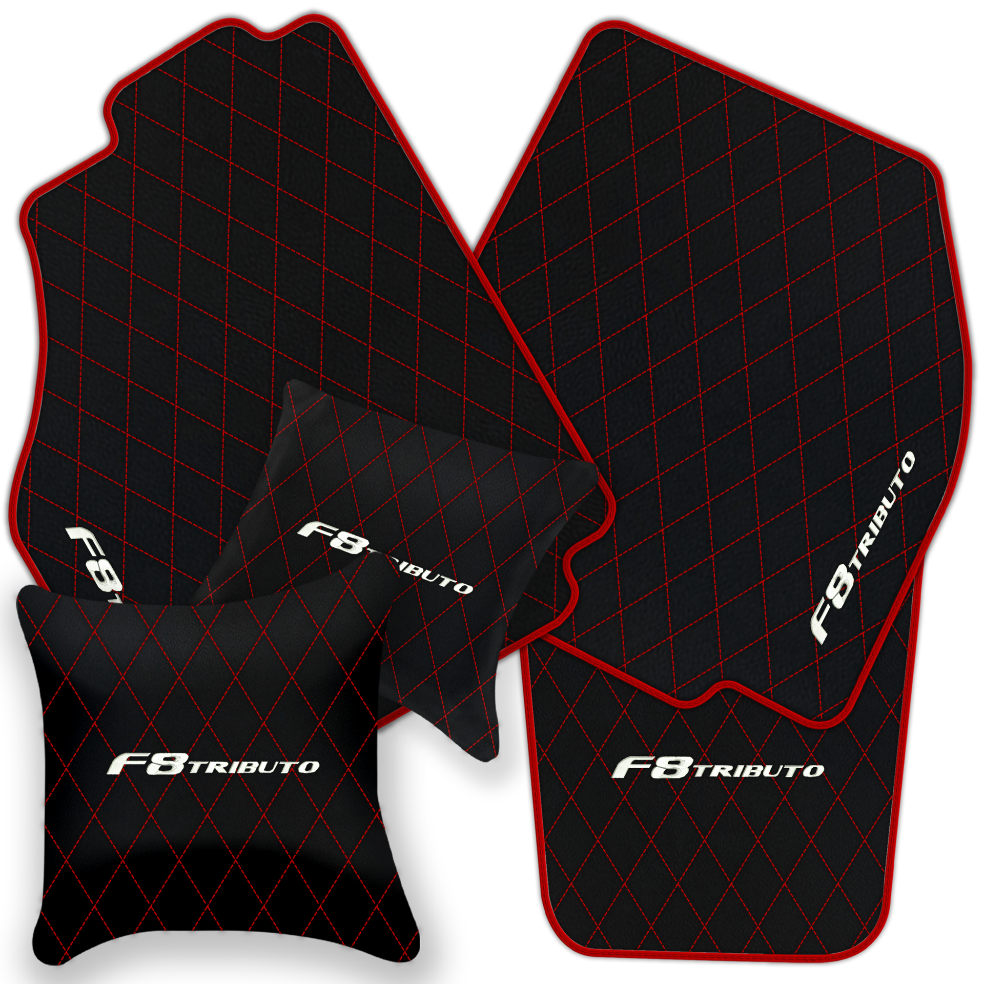 Premium Black Leather Floor Mats for Ferrari F8 Spider (2019-2023)