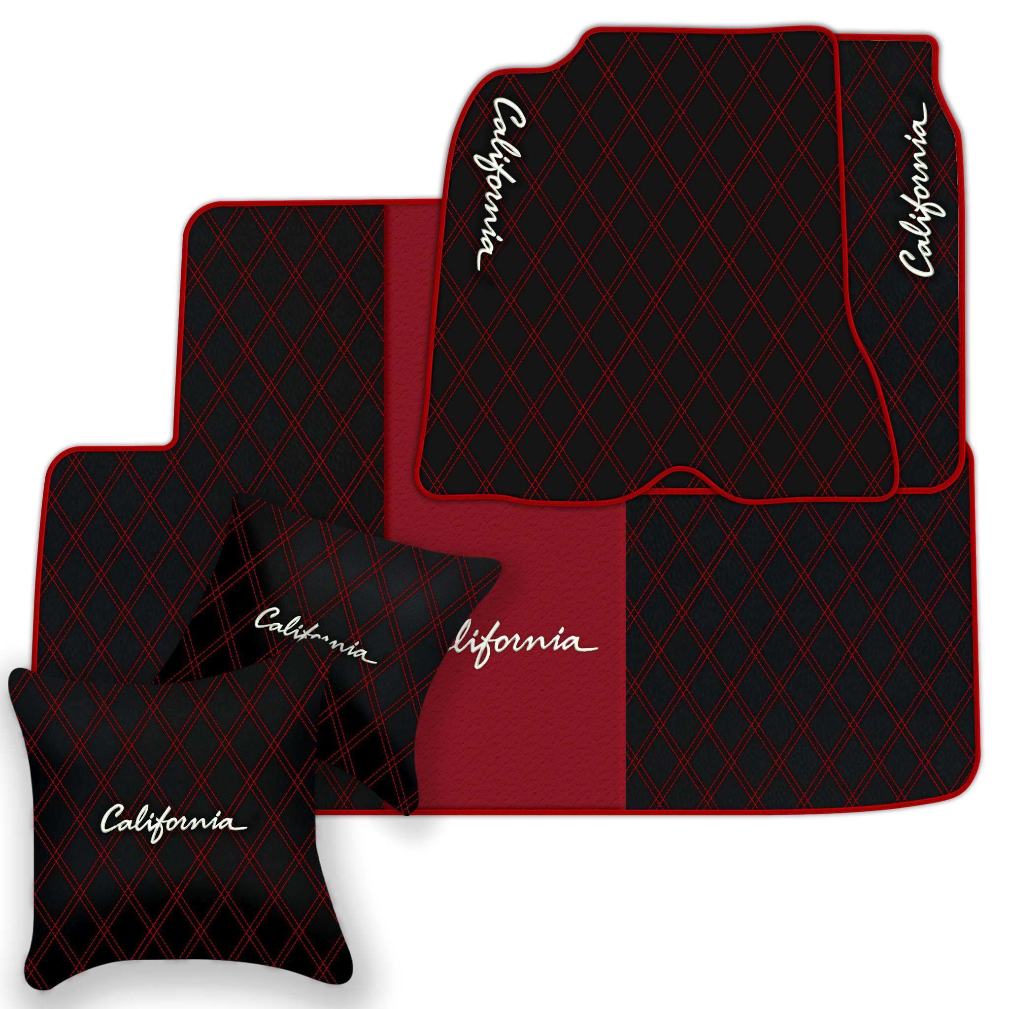 Orange Stitching Black Leather Floor Mats for Lamborghini Urus