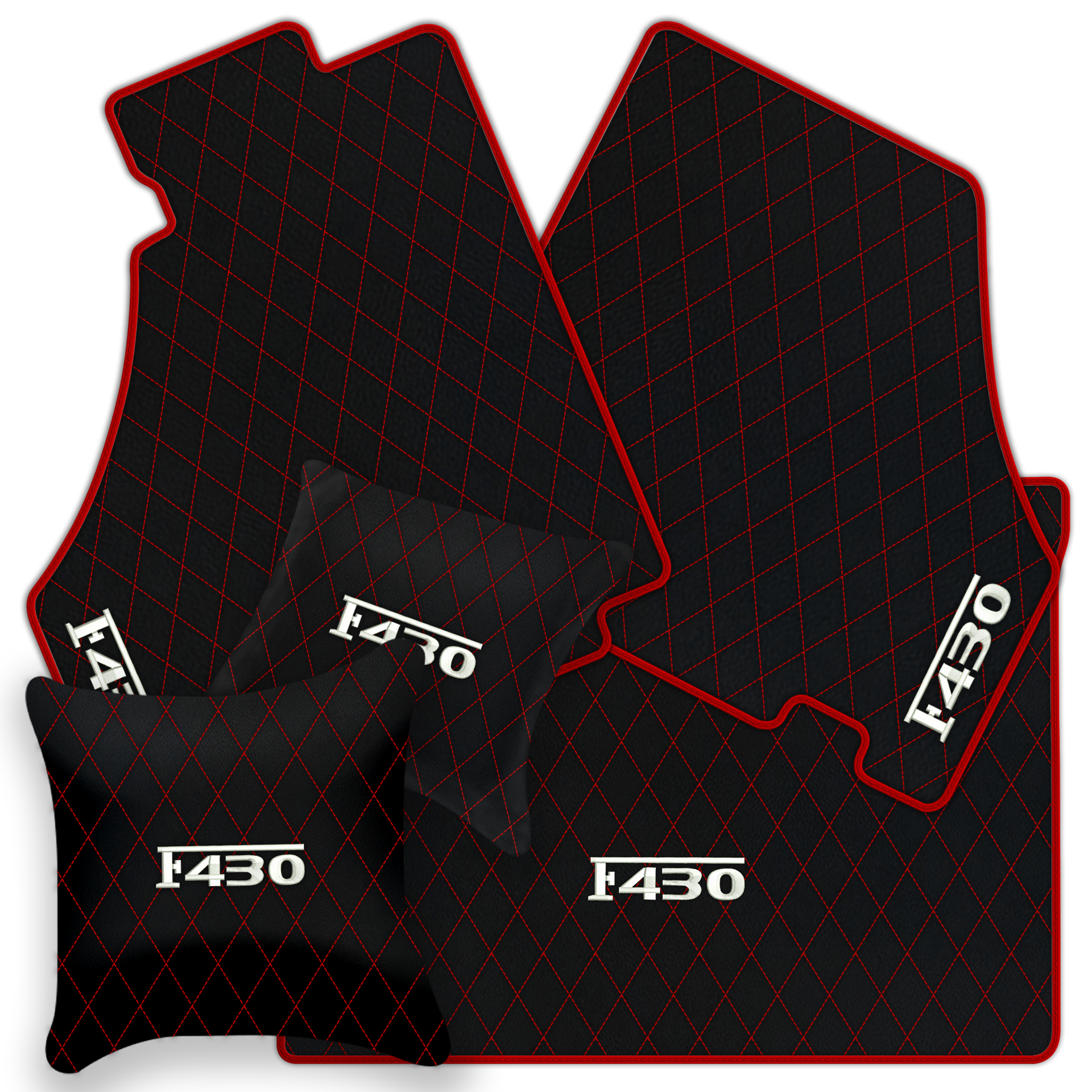 Luxury Black Leather Floor Mats for Ferrari F355 (1994-1999)