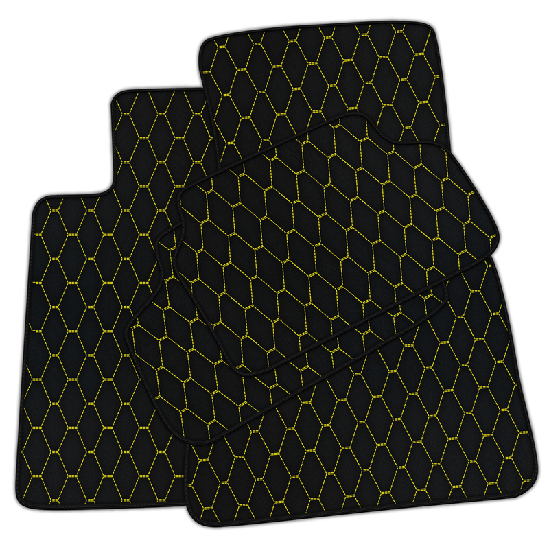 Customizable Leather Floor Mats with Vertical Hex Pattern for BMW E30 4-doors Sedan (1982–1994)