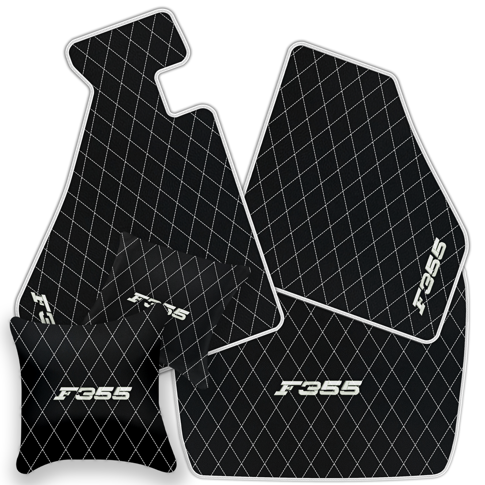 Luxury Black Leather Floor Mats for Ferrari 488 Spider (2016-2022)