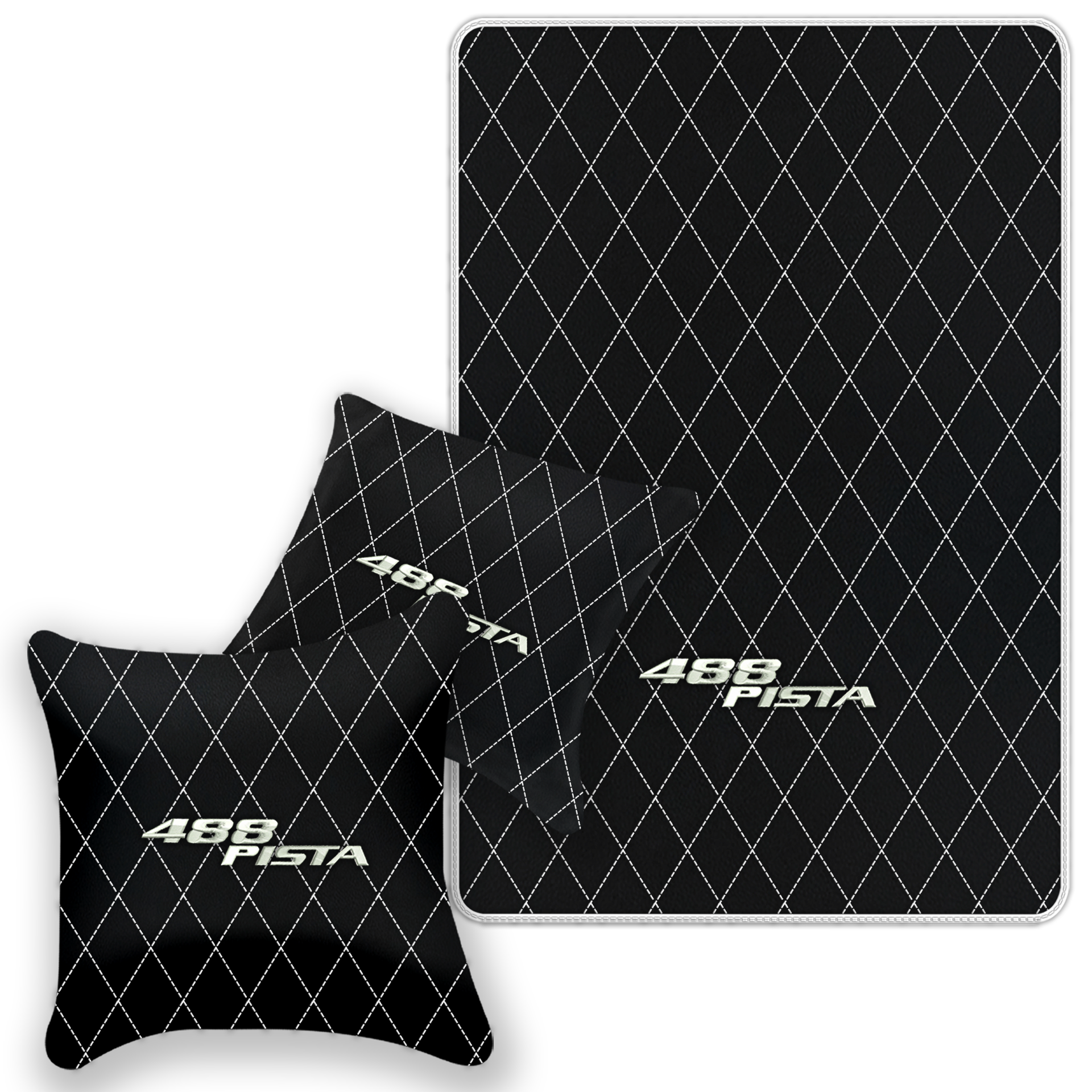 Luxury Black Leather Floor Mats for Ferrari 488 GTB (2016-2022)