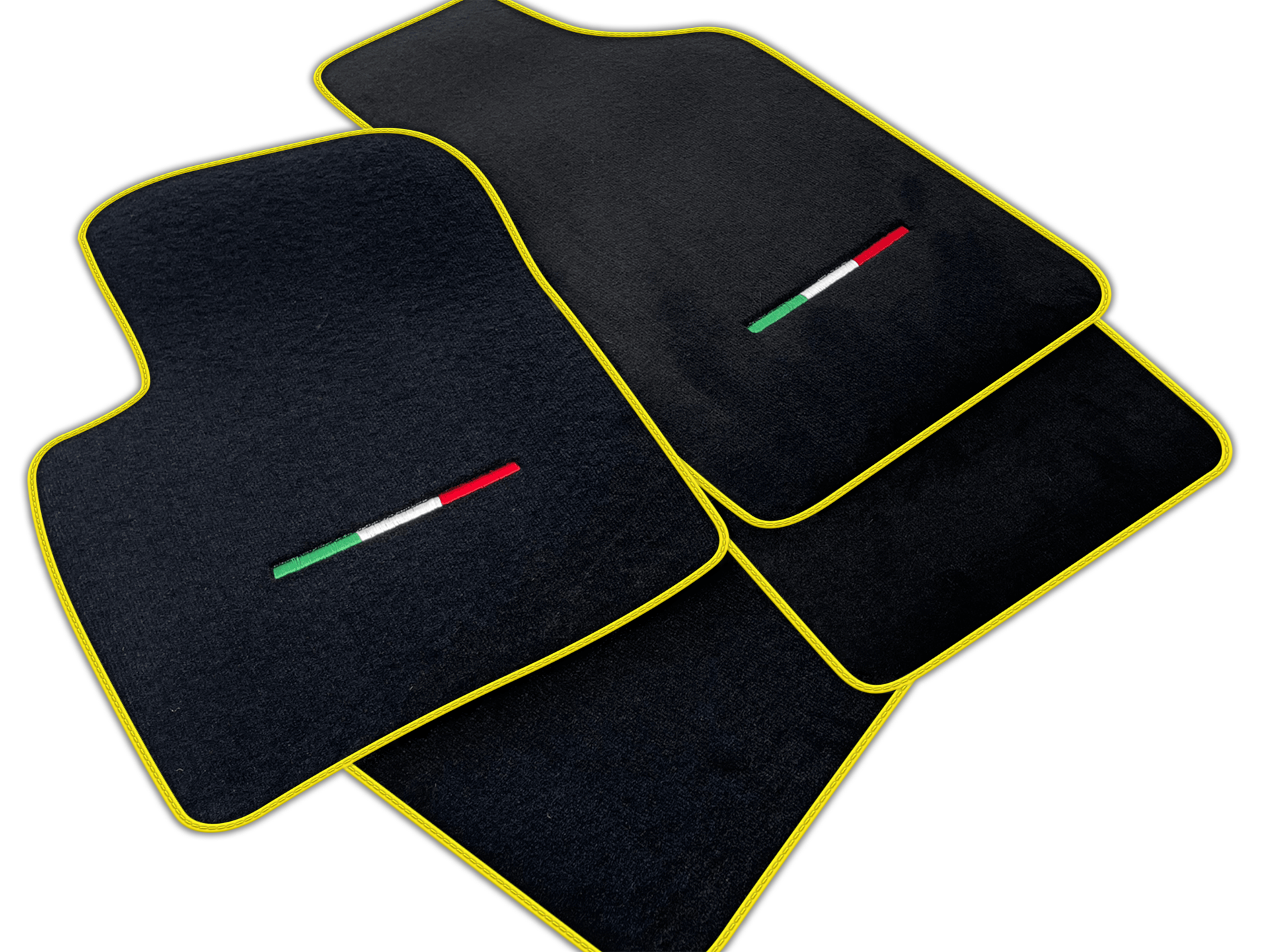 Italian Edition Black Floor Mats for Fiat 500 (2008-2013) Automatic