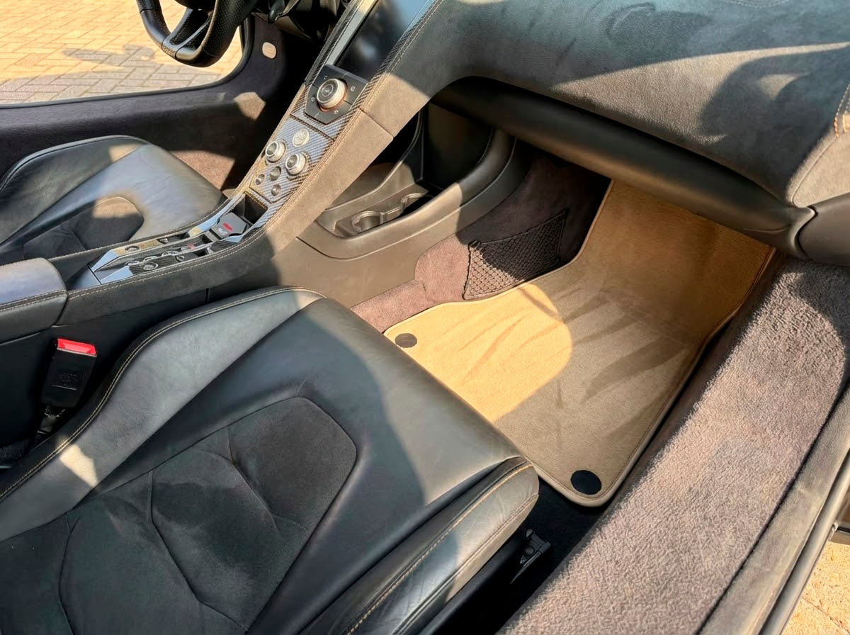 Floor Mats For McLaren MP4 12C Black Tailored Carpets Orange Trim - AutoWin