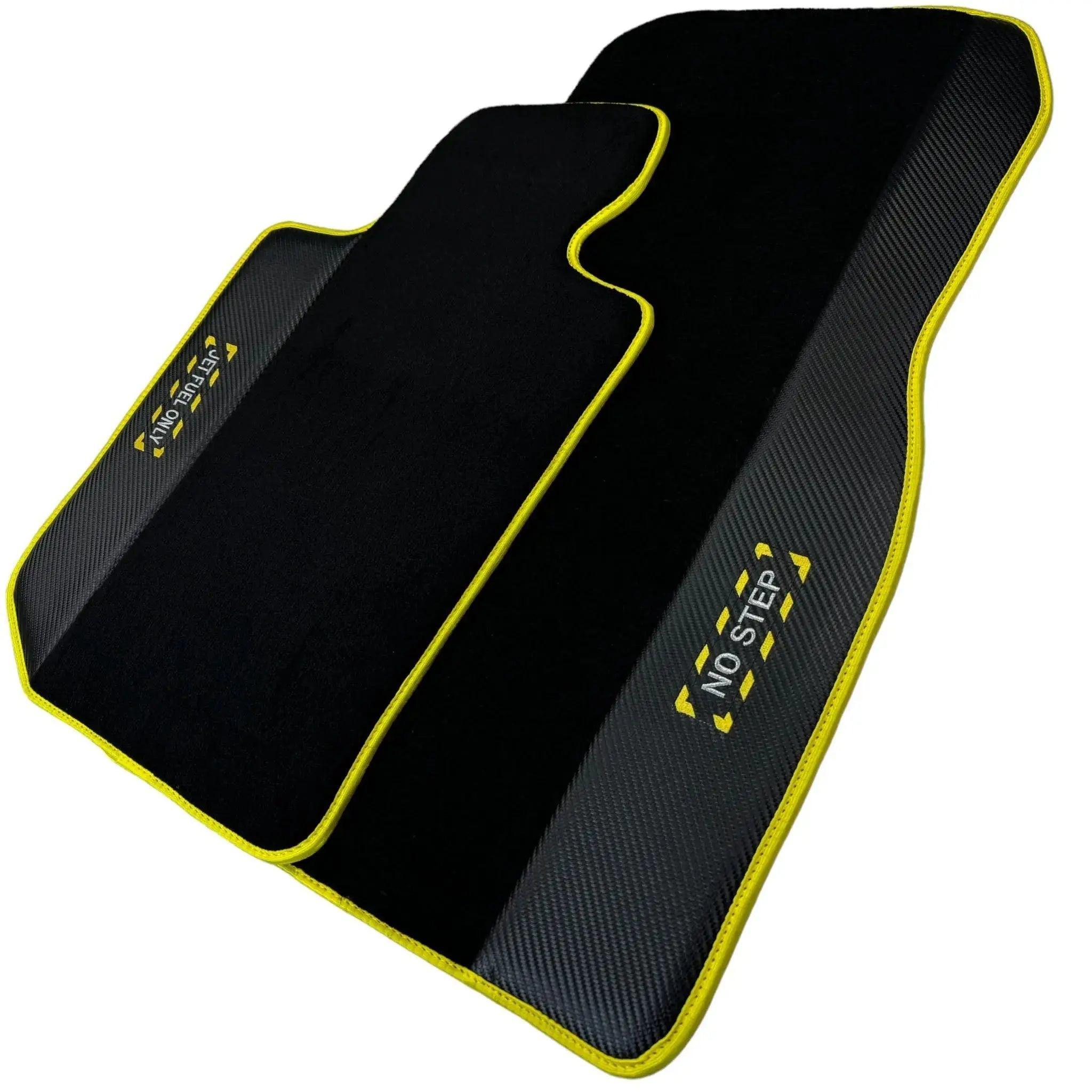 Black Floor Mats For BMW 1 Series F20 | Fighter Jet Edition | Yellow Trim - AutoWin