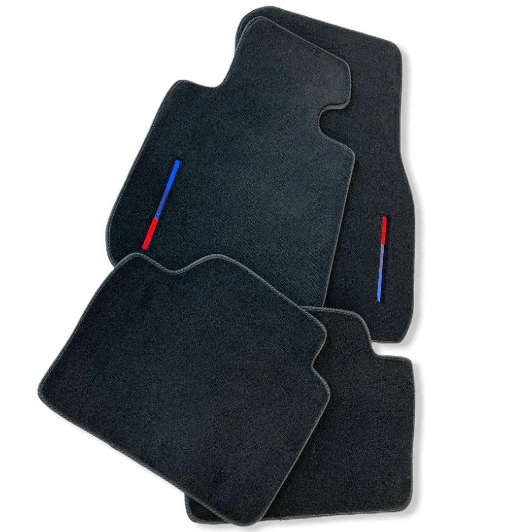 Black Floor Mats For BMW 4 Series G23 Convertible With 3 Color Stripes Tailored Set Perfect Fit - AutoWin