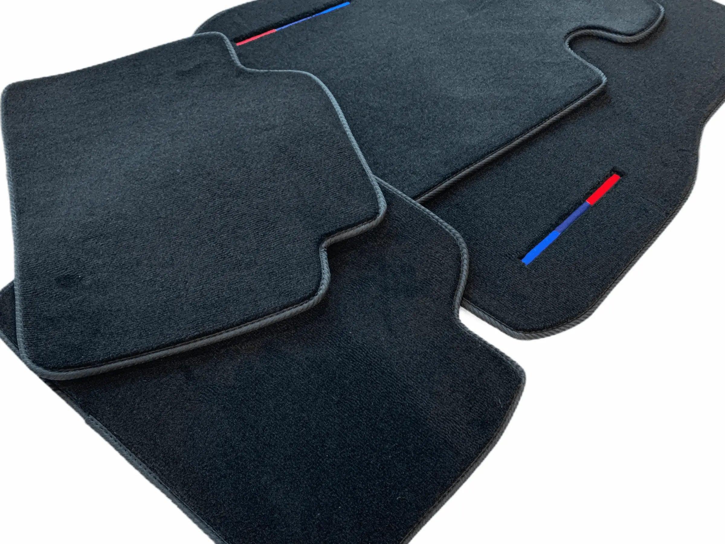 Black Floor Mats For BMW 4 Series G23 Convertible With 3 Color Stripes Tailored Set Perfect Fit - AutoWin