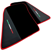 Black Floor Mats for Ferrari 296 GTB (2022-2024) with Leather and Red Trim - AutoWin