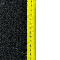 Black Floor Mats for Ferrari 360 Spider with Alcantara Leather | Yellow Trim - AutoWin