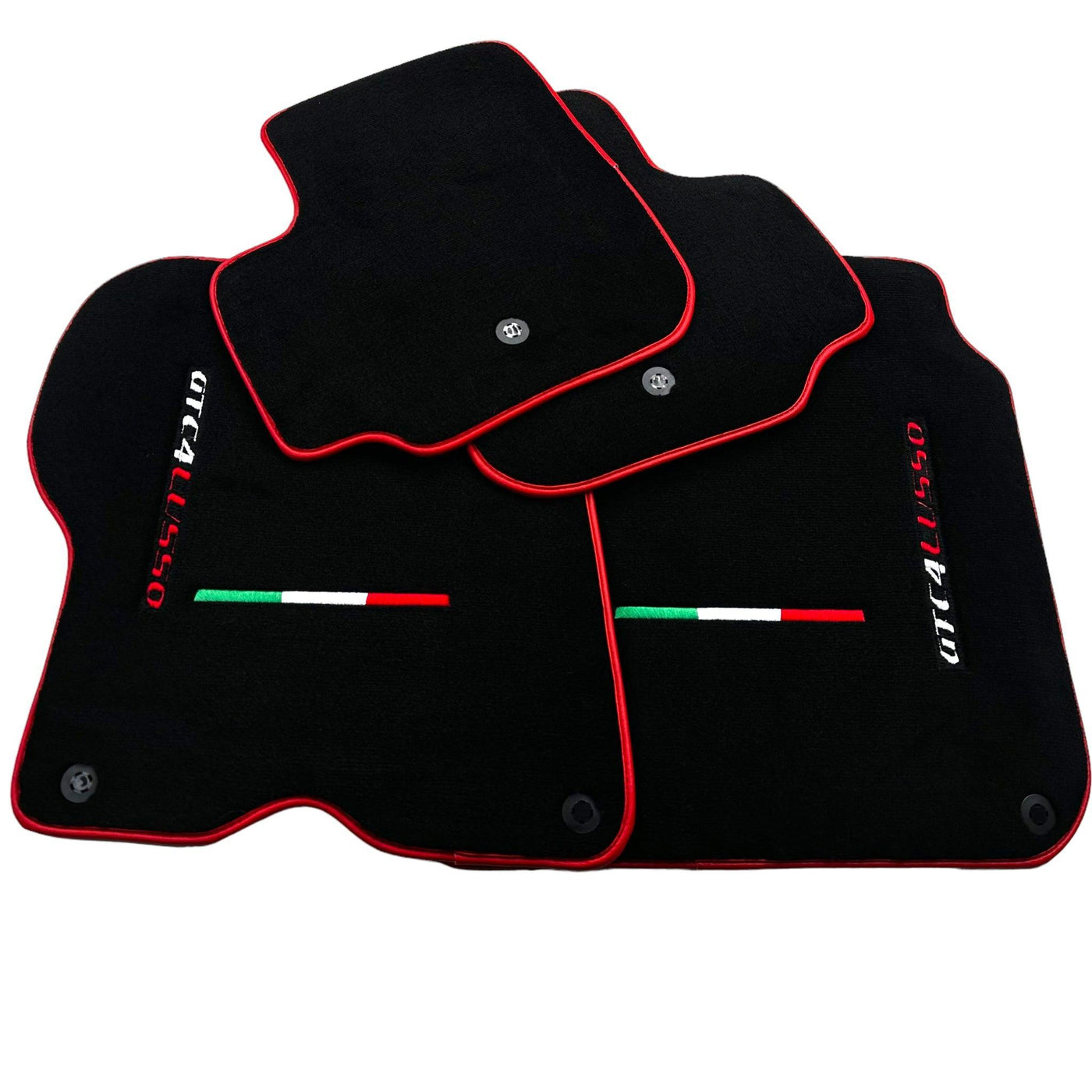 Black Floor Mats For Ferrari GTC4 Lusso (2016-2023) Italian Edition with Red Trim - AutoWin