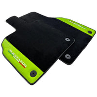 Black Floor Mats for Lamborghini Aventador With Green Leather - AutoWin