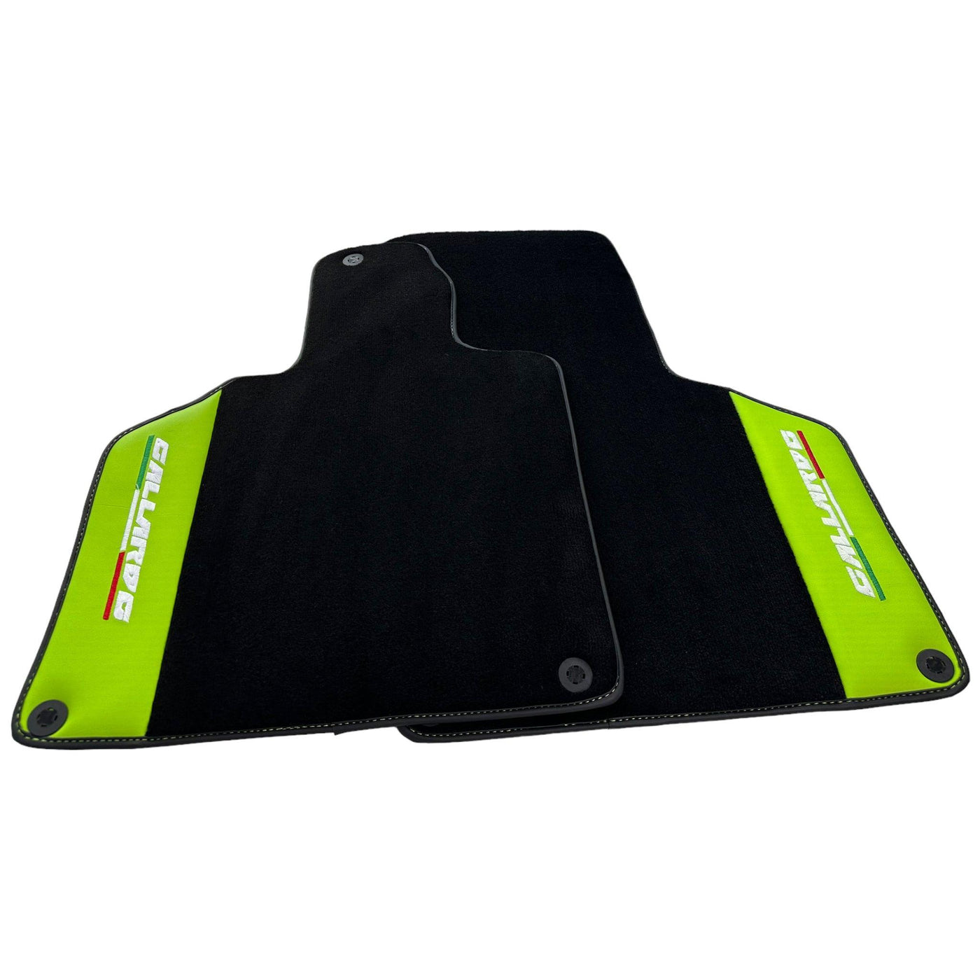Black Floor Mats for Lamborghini Gallardo With Green Leather - AutoWin