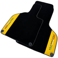 Black Floor Mats for Lamborghini Huracan With Yellow (Giallo Taurus) Nappa Leather - AutoWin