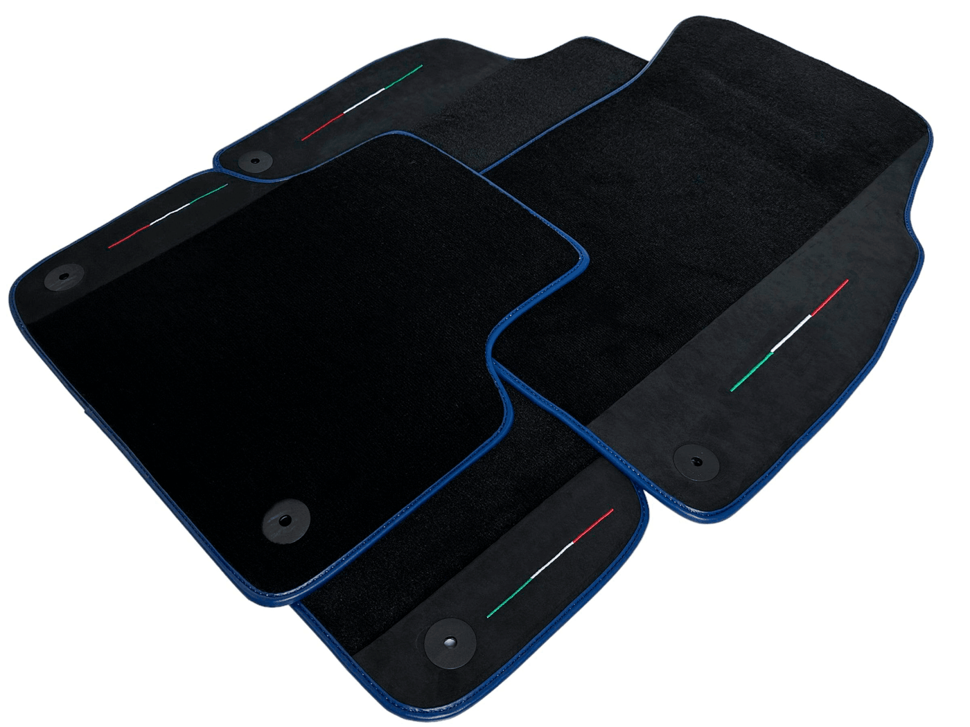 Black Floor Mats For Lamborghini Urus With Alcantara Leather Dark Blue Trim - AutoWin